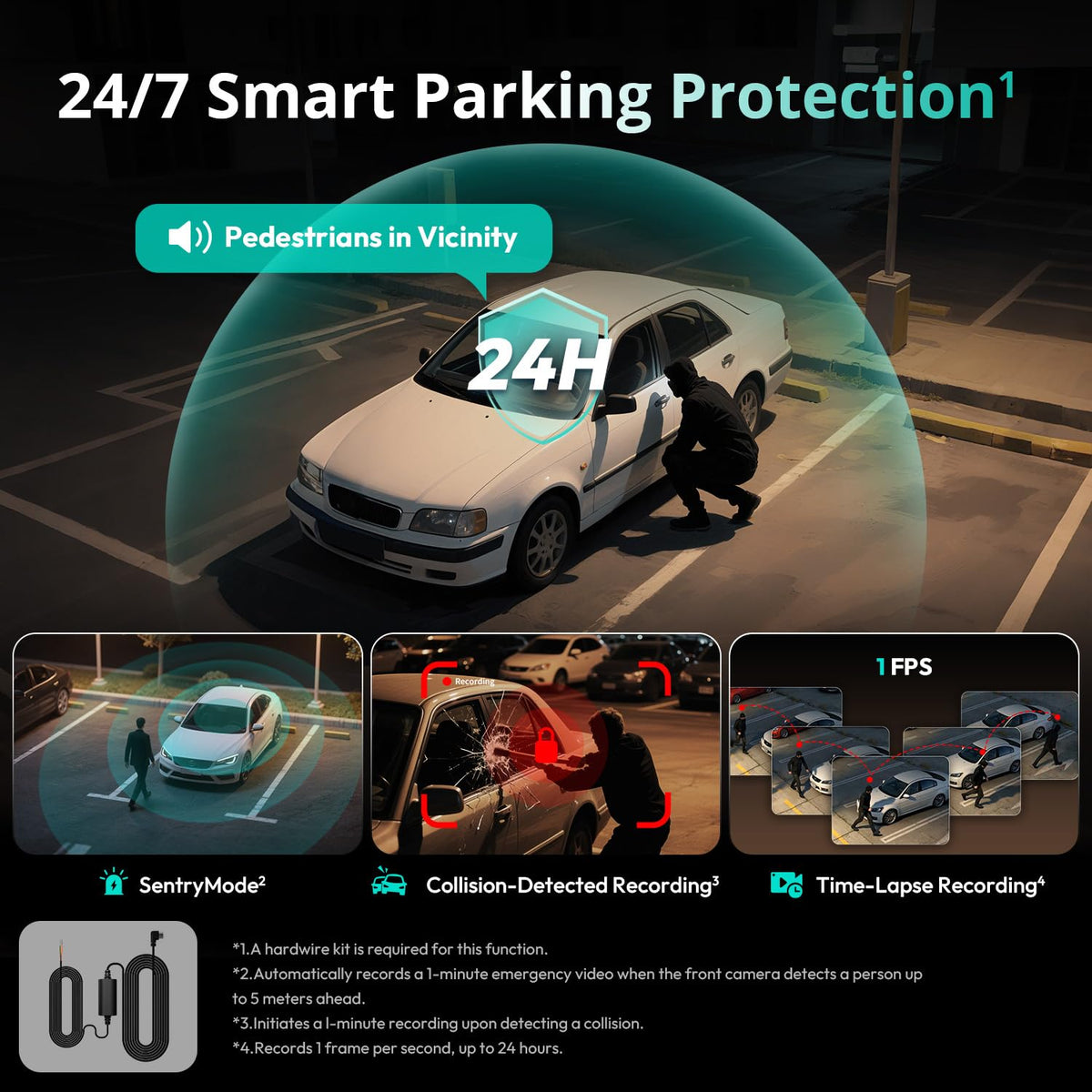 BOTSLAB parking mode illustration showing time-lapse and motion capture
