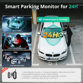 BOTSLAB rear 1080p dash cam provides interior recording with wide coverage.