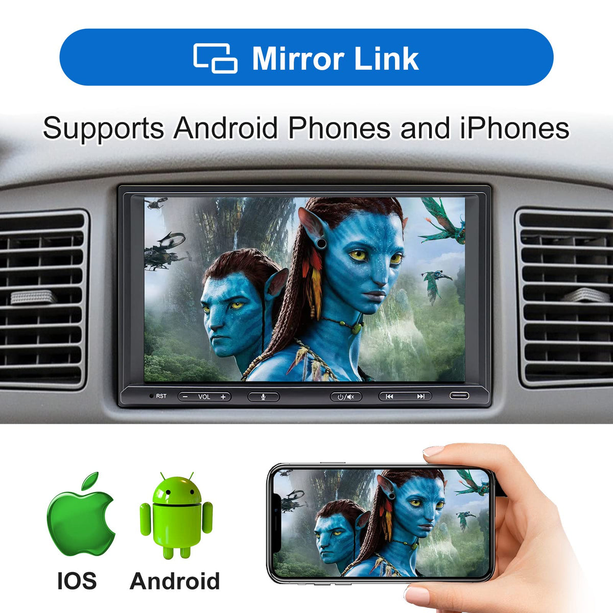 Bouwoima 7-inch touchscreen with 1024x600 resolution for crisp navigation.