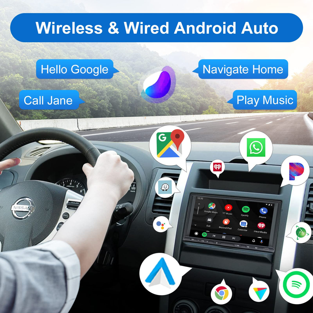 Bouwoima car stereo with Bluetooth for high-quality wireless music and calls.