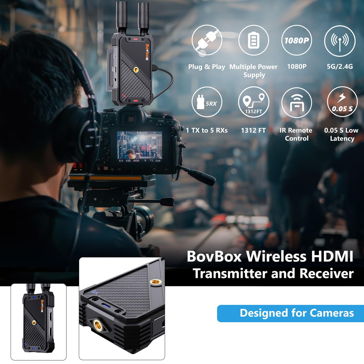 BovBox loop-out HDMI and IR remote control for local monitoring.
