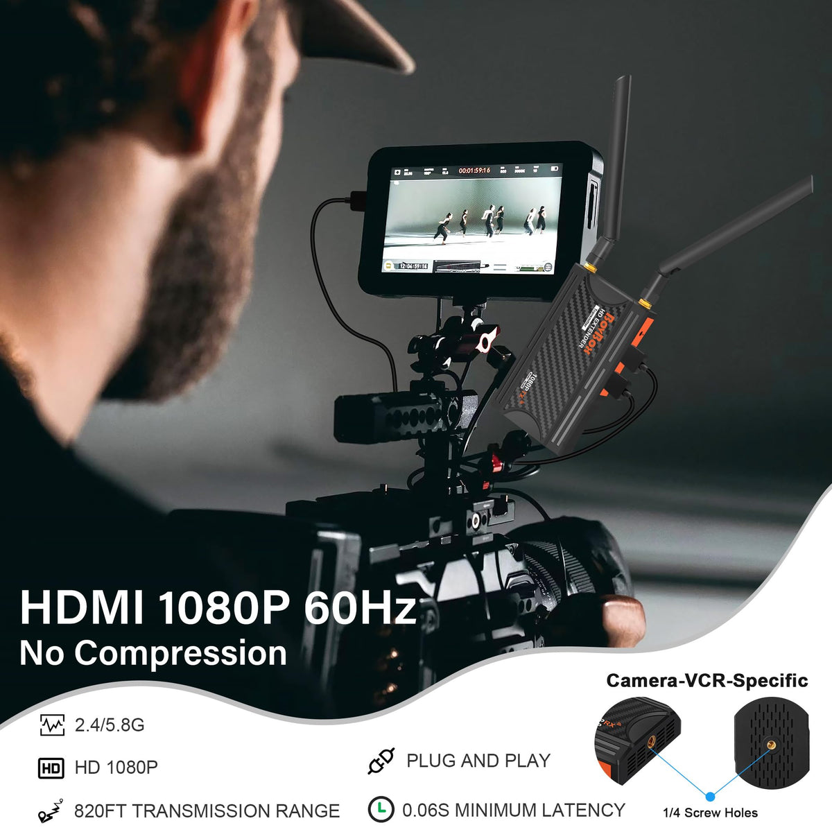 BovBox receiver with dual antennas extends wireless HDMI range for clear displays