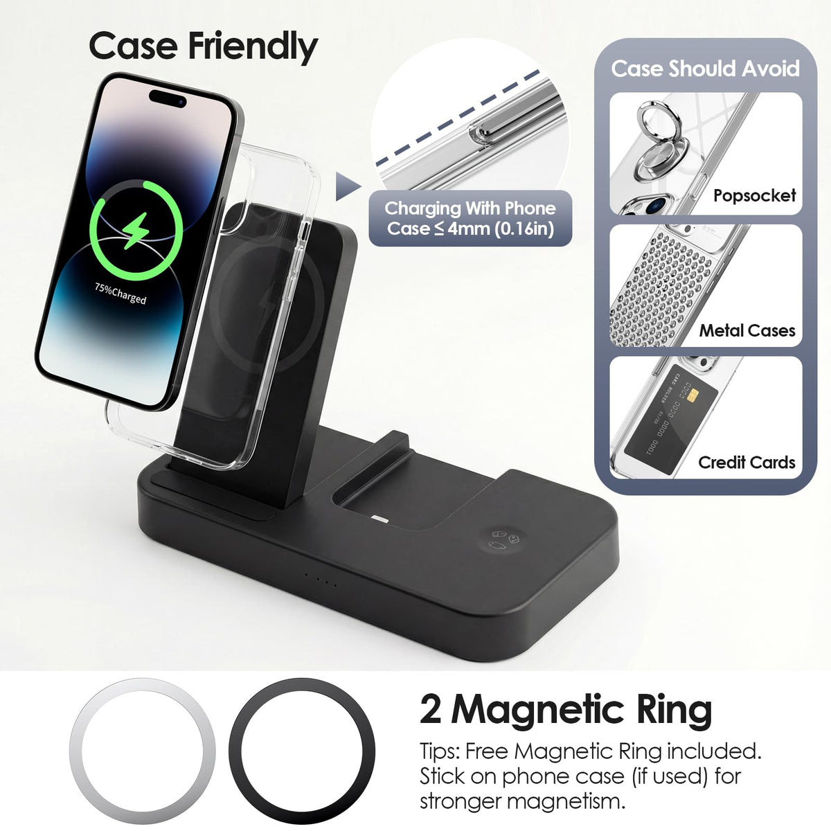 BOVIPO AirPods wireless charging area keeps earbuds powered on the go.