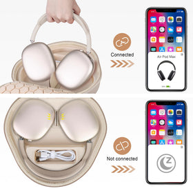 BOVKE AirPods Max 2 case interior layout showing 1:1 fit and divider