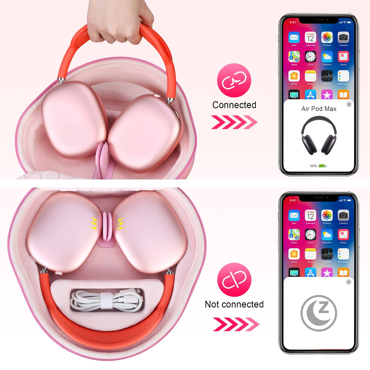 BOVKE AirPods Max 2 case sleep mode magnet preserves battery efficiency on the go.