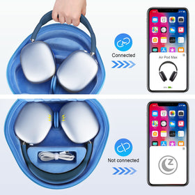 BOVKE blue hard case shell protects AirPods Max 2 devices