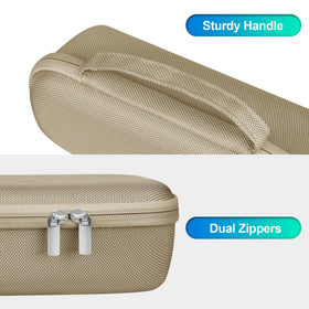 BOVKE Beats Pill carrying case elastic strap secures the speaker during travel.