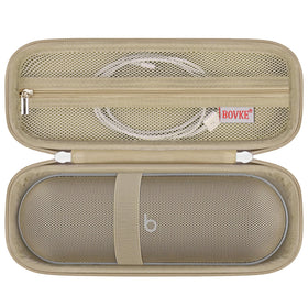 BOVKE Beats Pill carrying case with sturdy handle for easy on-the-go transport.