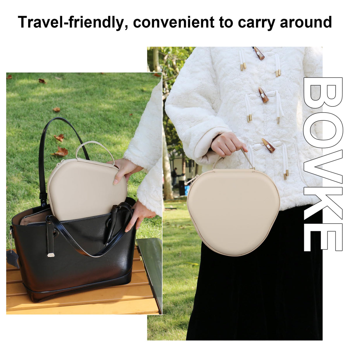 BOVKE AirPods Max 2 case with hand strap for easy travel.