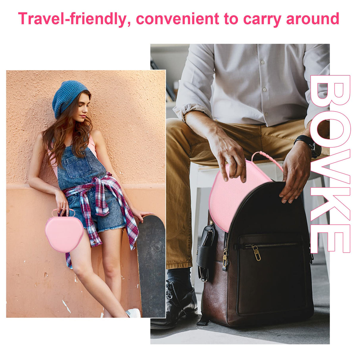 BOVKE convenient hand strap suits handheld carrying and quick travel access.