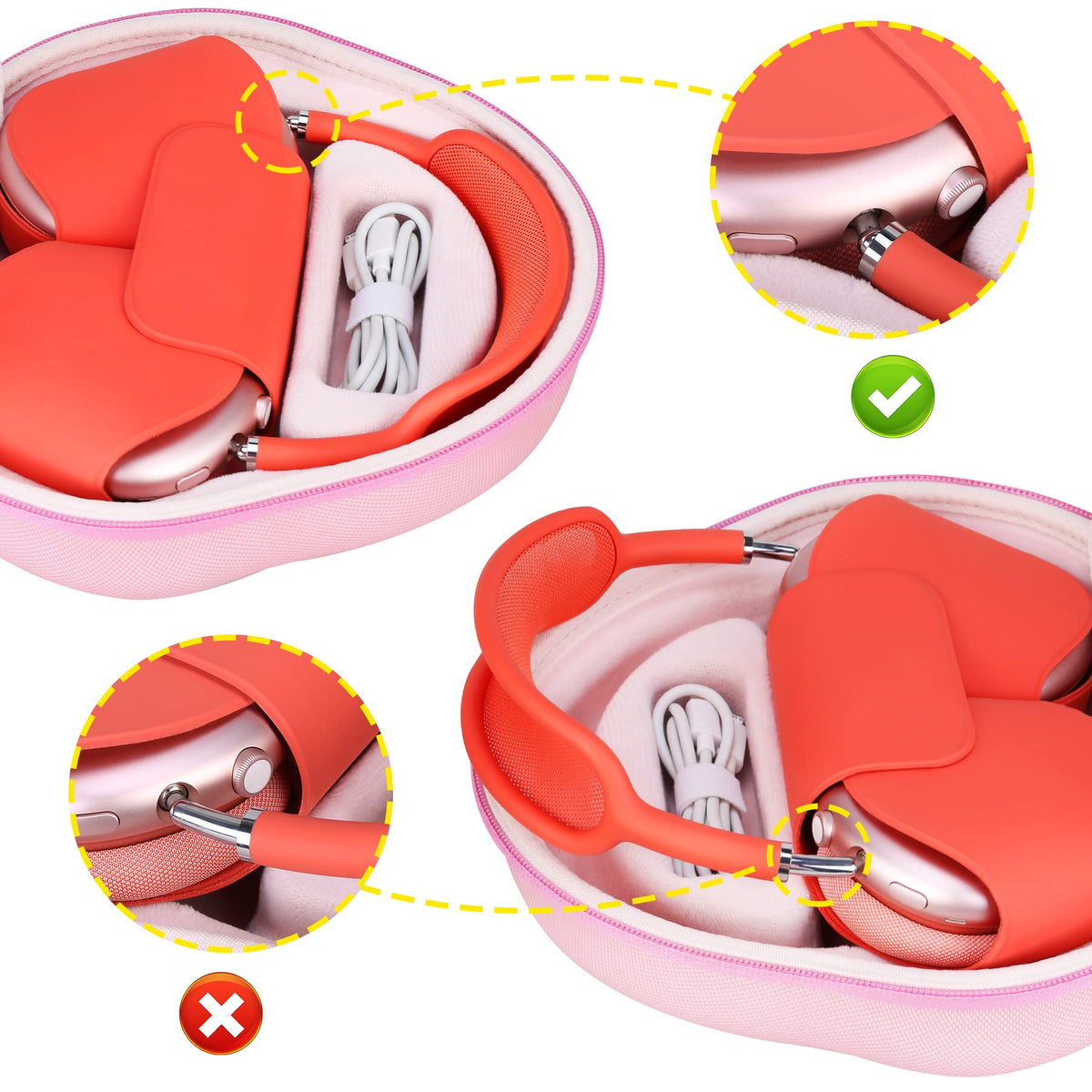 BOVKE EVA shell with velvet lining cushions AirPods Max 2 against bumps and scratches.