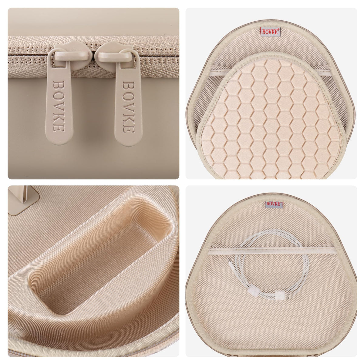 BOVKE AirPods Max 2 case middle padded divider keeps accessories organized.