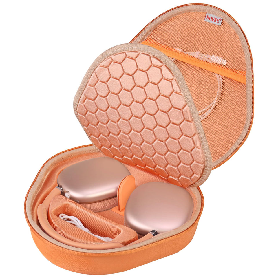 BOVKE AirPods Max 2 case front view showing protective orange shell