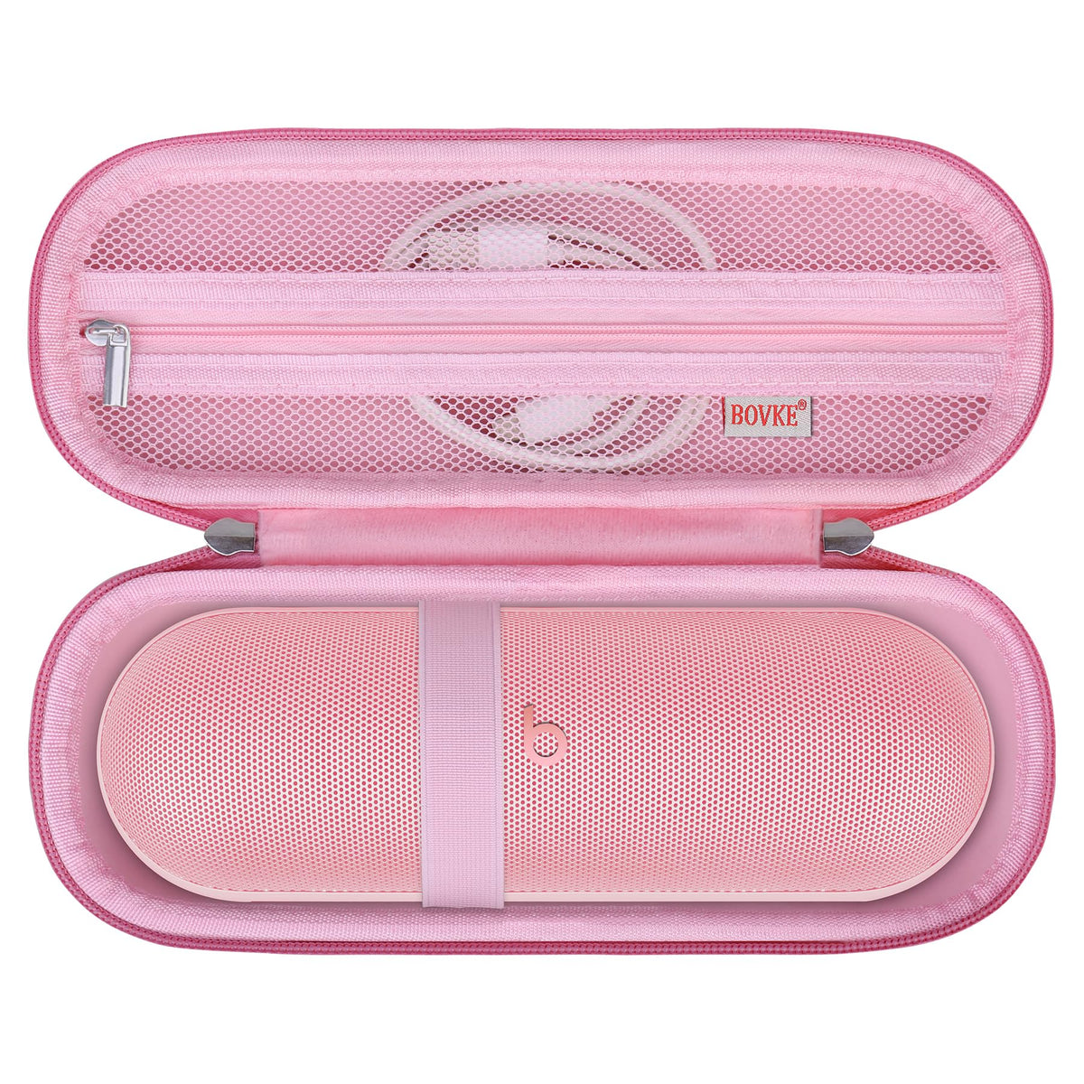 BOVKE pink Beats Pill outer case protects your speaker on the go
