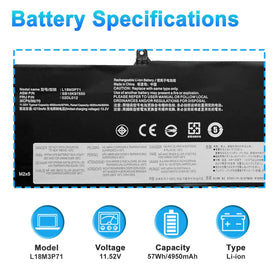 BOWEIRUI battery label close-up displaying model L18M3P71 and specs for easy verification