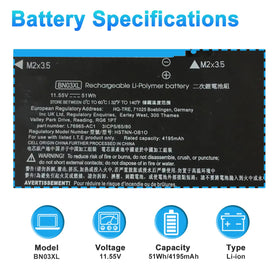 BN03XL battery in box with installation tools for easy replacement
