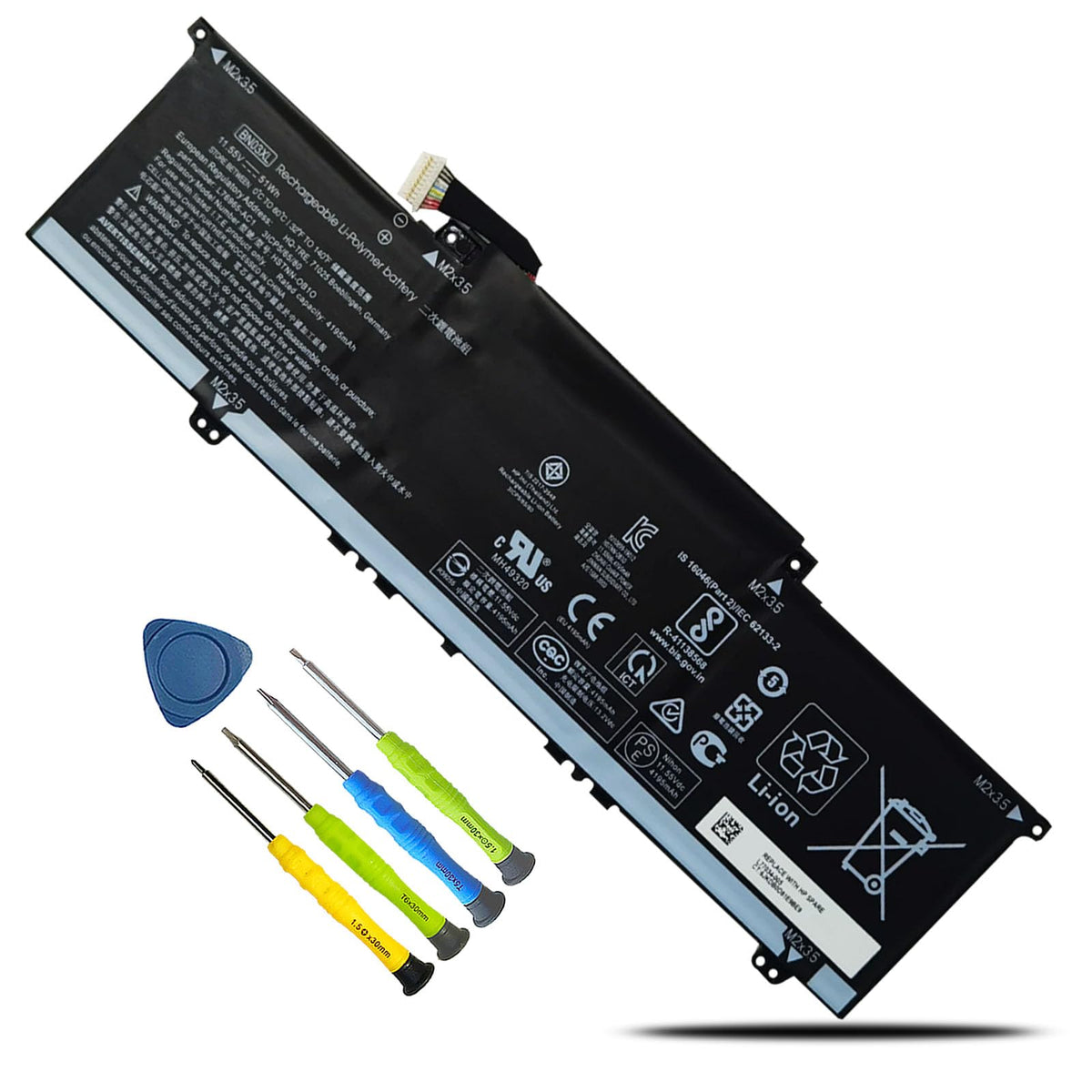 BOWEIRUI BN03XL battery packaging ready for HP Envy replacement
