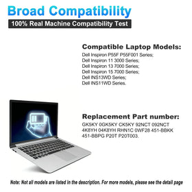 BOWEIRUI GK5KY battery Dell compatibility, supports multiple Inspiron models.