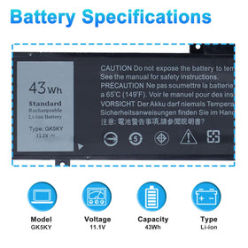 BOWEIRUI GK5KY battery side connection, showing easy plug-in compatibility for Dell laptops.