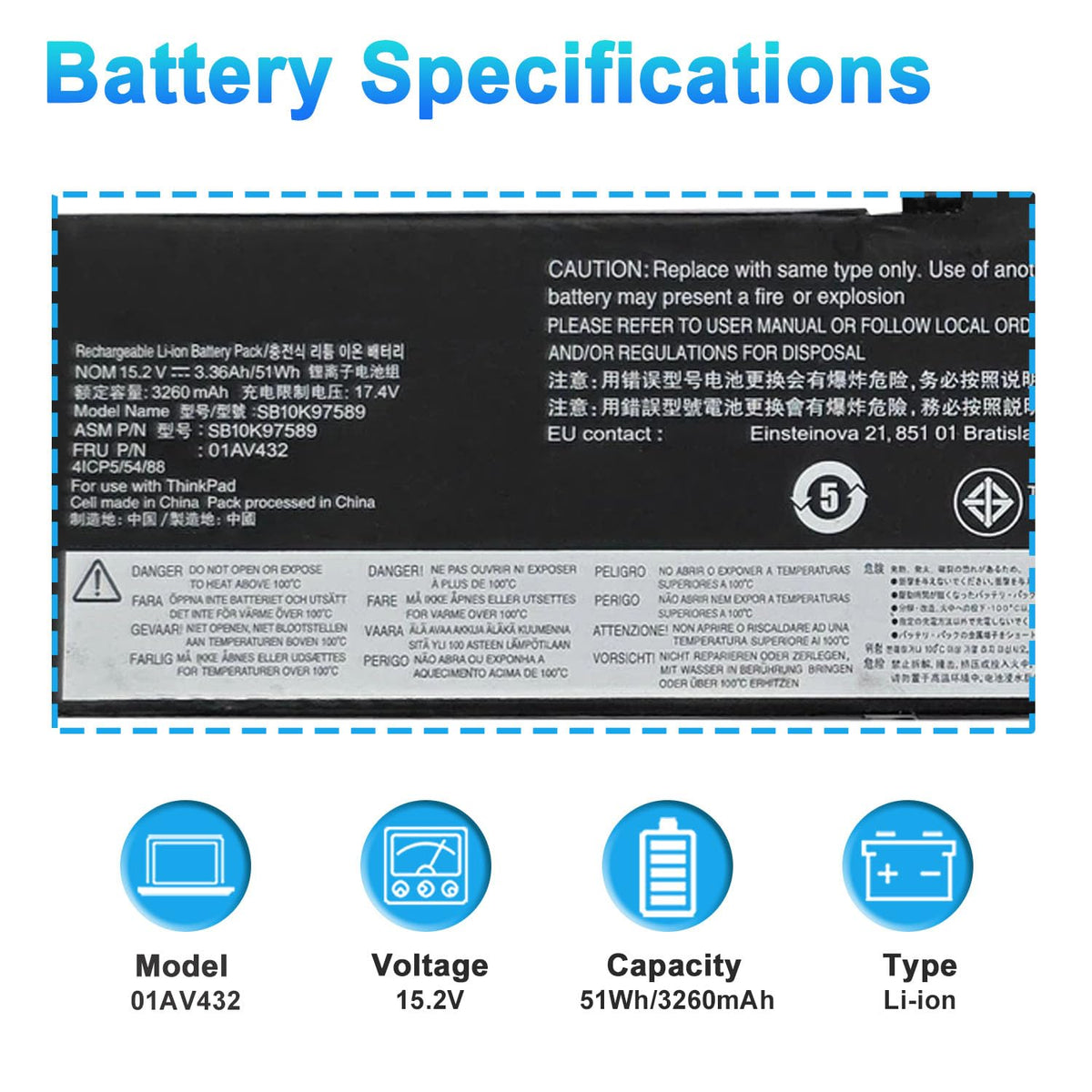 BOWEIRUI label close-up showing 15.2V 51Wh specs for easy verification