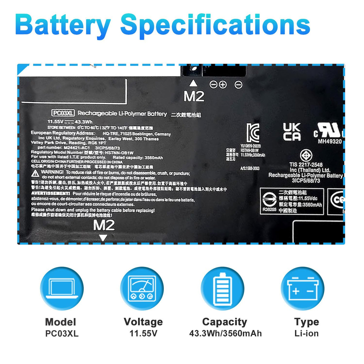 boweirui close-up label with specs providing quick compatibility info