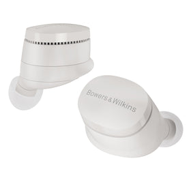 Bowers & Wilkins Pi6 earbuds with cloud grey case, compact and pocket-friendly.