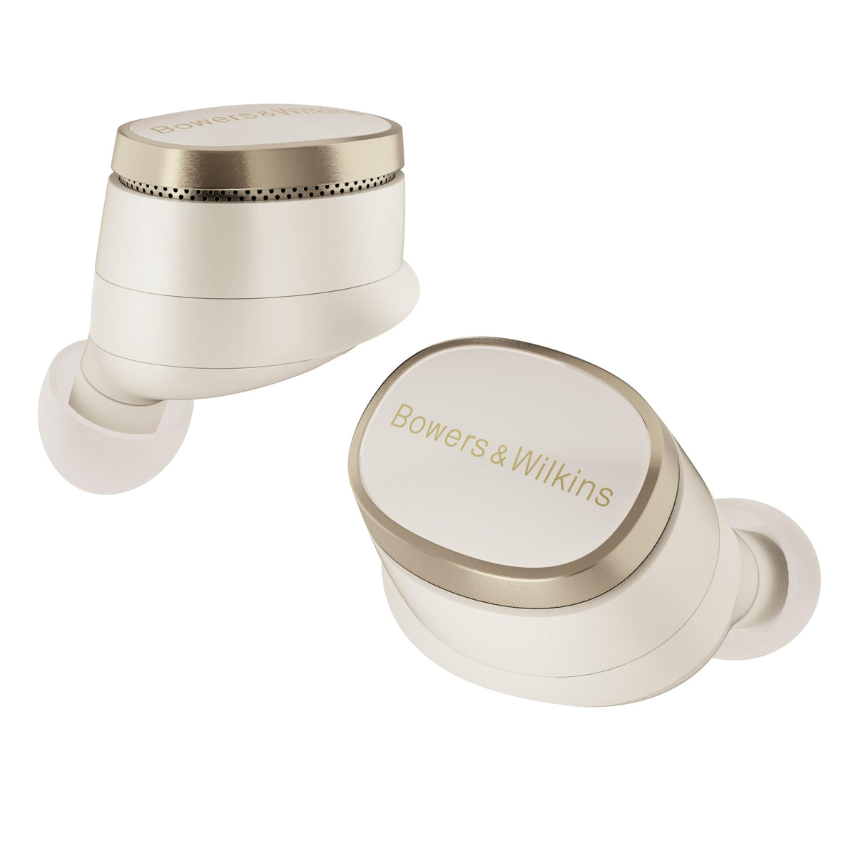 Bowers & Wilkins Pi8 earphones, angled-front view for on-the-go listening