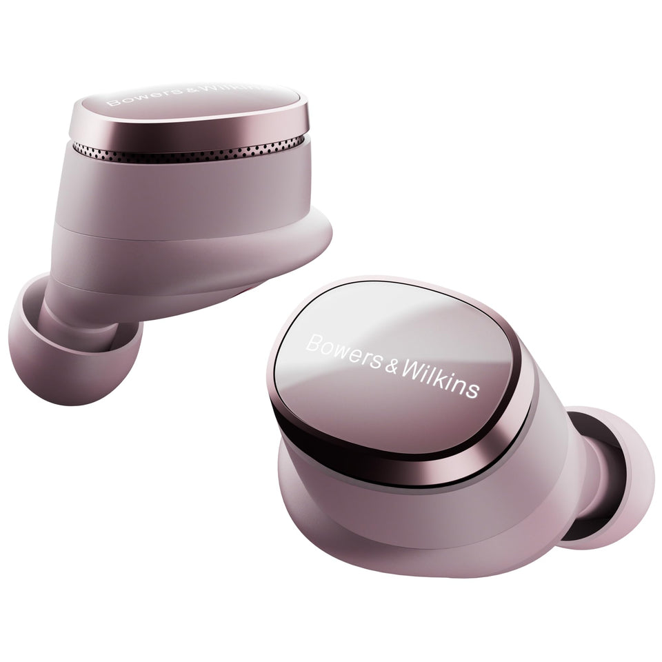 Bowers & Wilkins Pi8 pale mauve case open for quick access and charging.