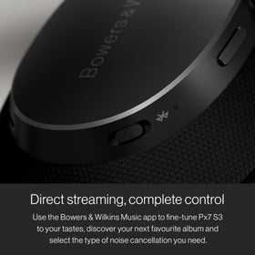 Bowers Wilkins Px7 S3 app setup screen with EQ and noise controls