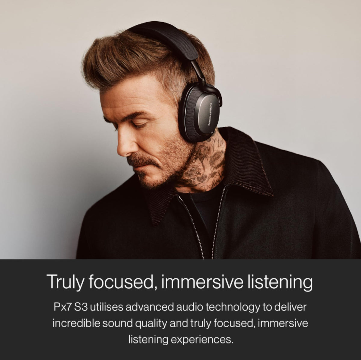 Bowers Wilkins Px7 S3 side profile shows lightweight frame and comfortable fit