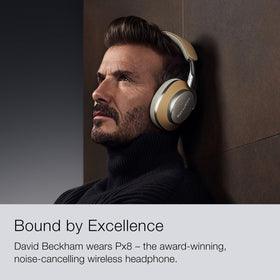 Bowers & Wilkins Px8 leather cushions and aluminum arms for long-lasting comfort.