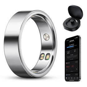 BOYACARE smart ring worn on finger showing wearable health monitor for continuous wellness tracking