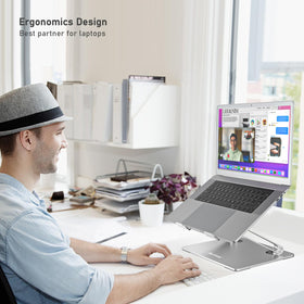 BoYata Laptop Stand protective hooks secure your laptop during use.