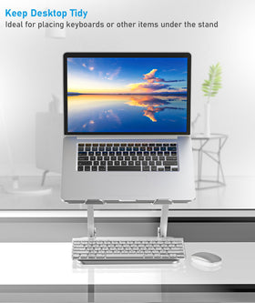 BoYata Laptop Stand side view shows slide-proof silicone pads preventing slipping.
