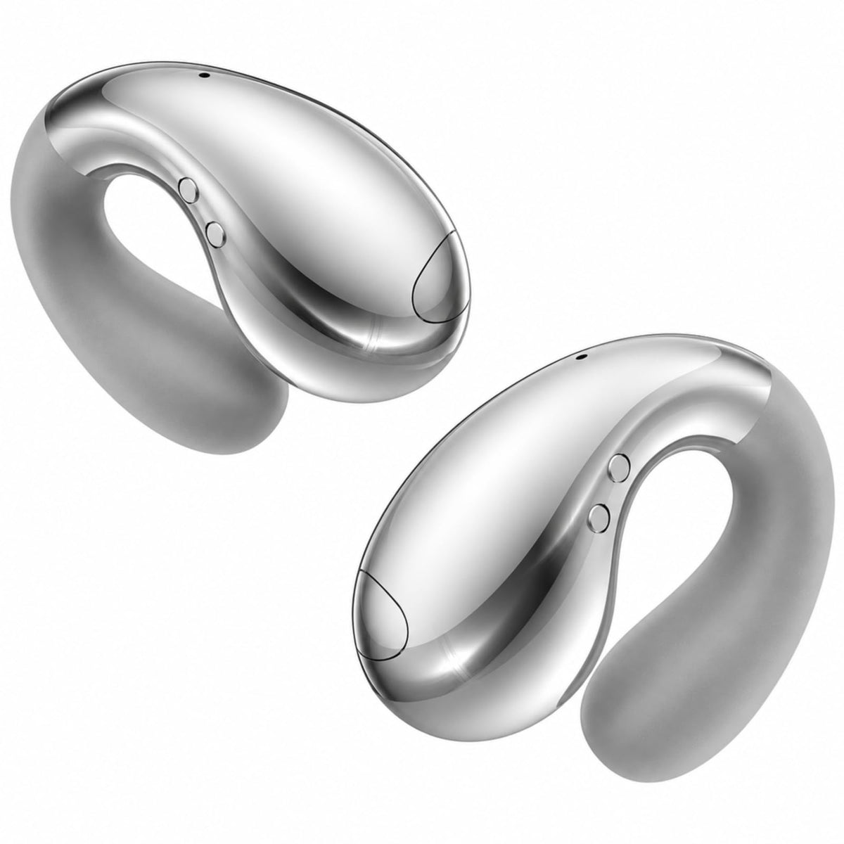 Boytond front view showing clip-on earbuds and silver finish for comfortable daily wear