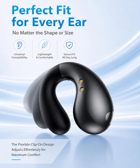 Boytond earbud clipped over ear demonstrating secure comfortable fit