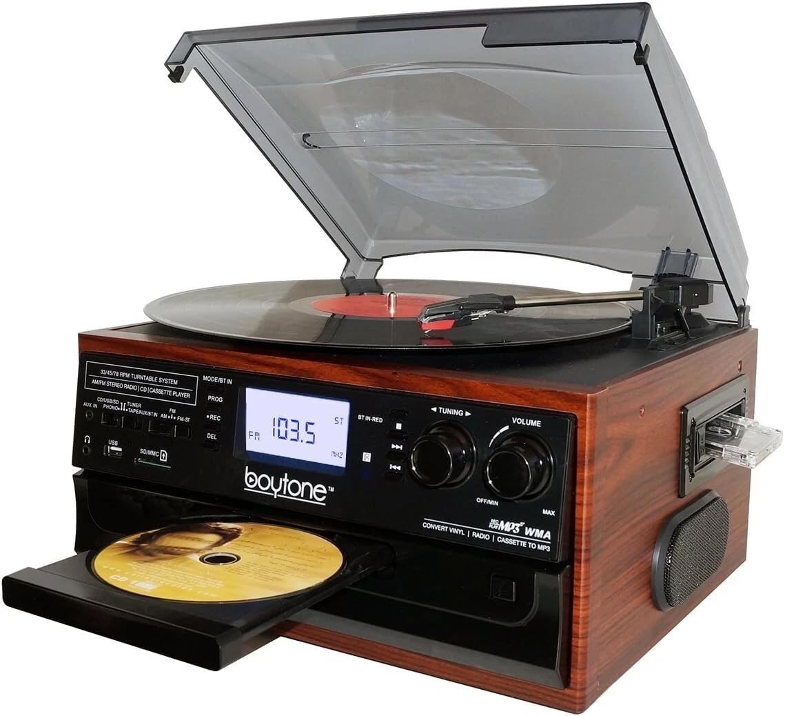 Boytone BT-22M front view; all-in-one system ideal for living rooms.