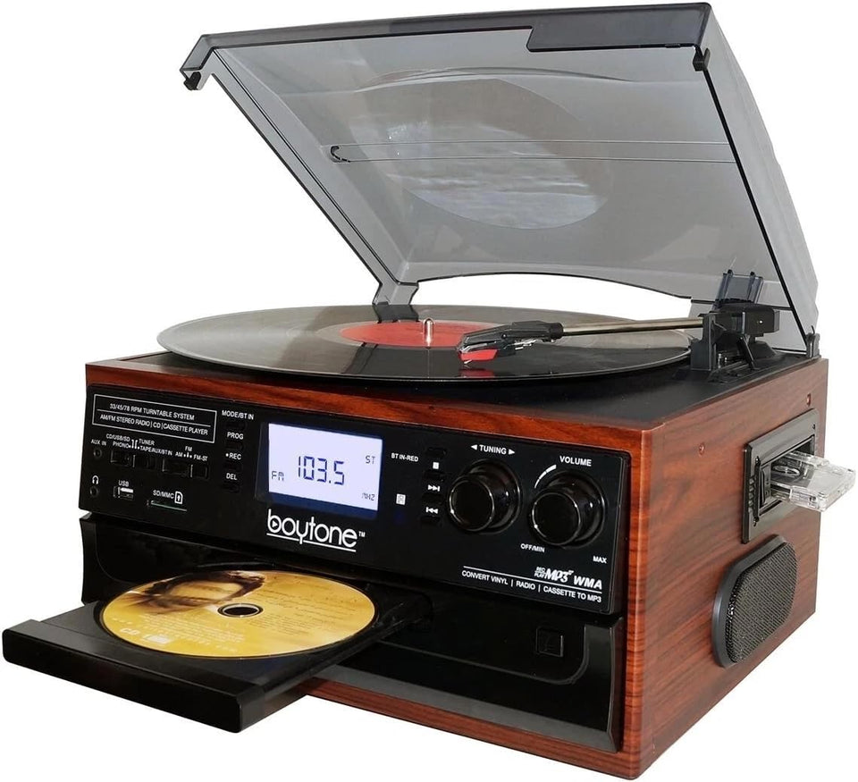 Boytone BT-22M front view; all-in-one system ideal for living rooms.