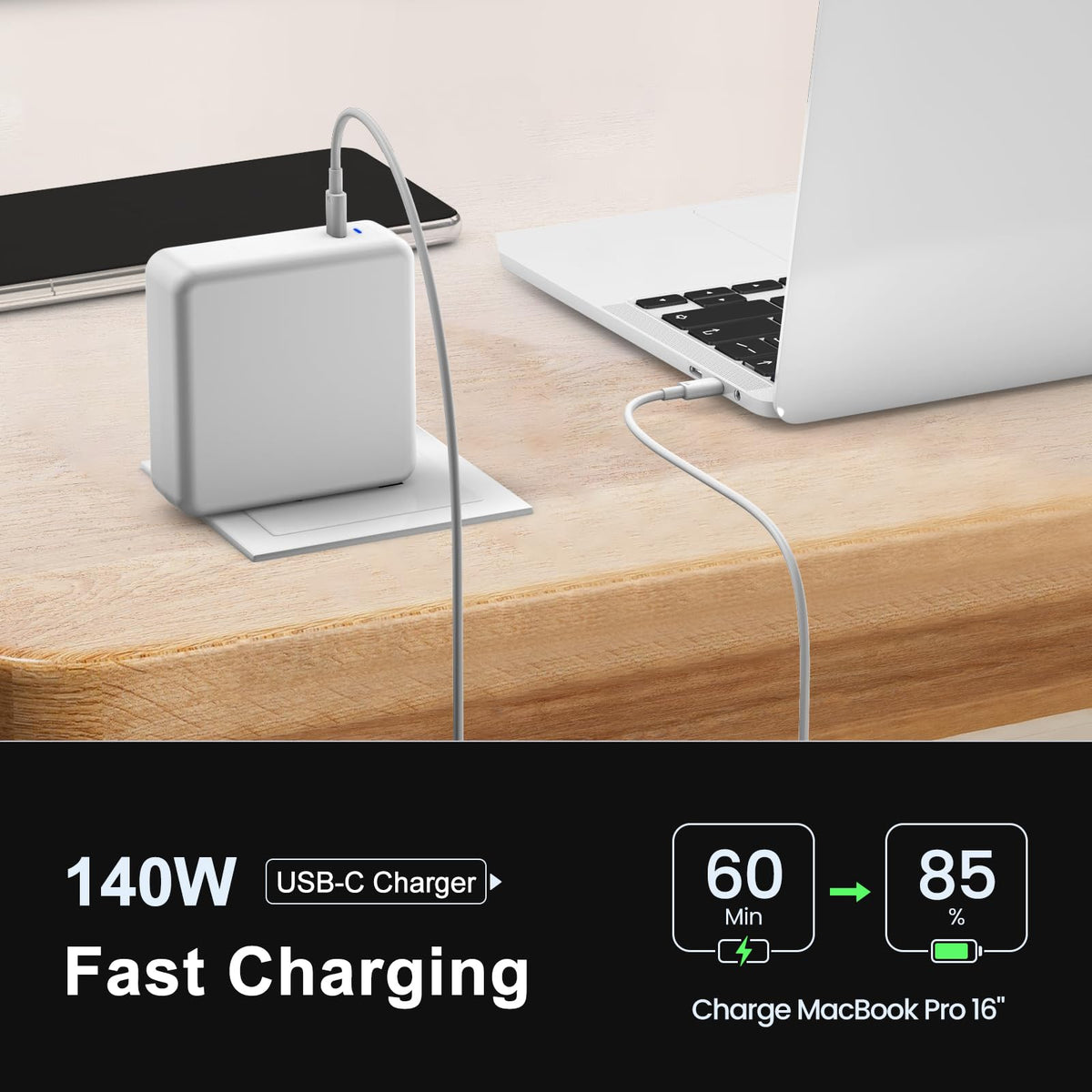 Boyunenge 140W USB-C Charger ready for on-the-go charging anywhere