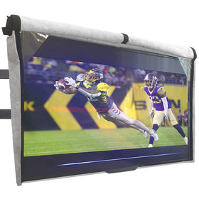 Bozzcovers front view of cover on TV showing full weatherproof protection and neat fit