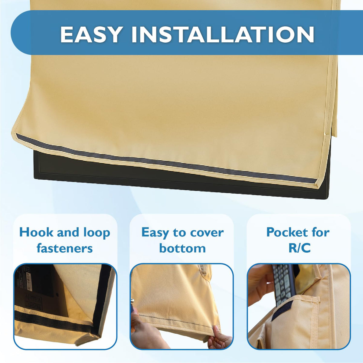 Bozzcovers built-in remote pocket close-up, stores remote safely and keeps it dry