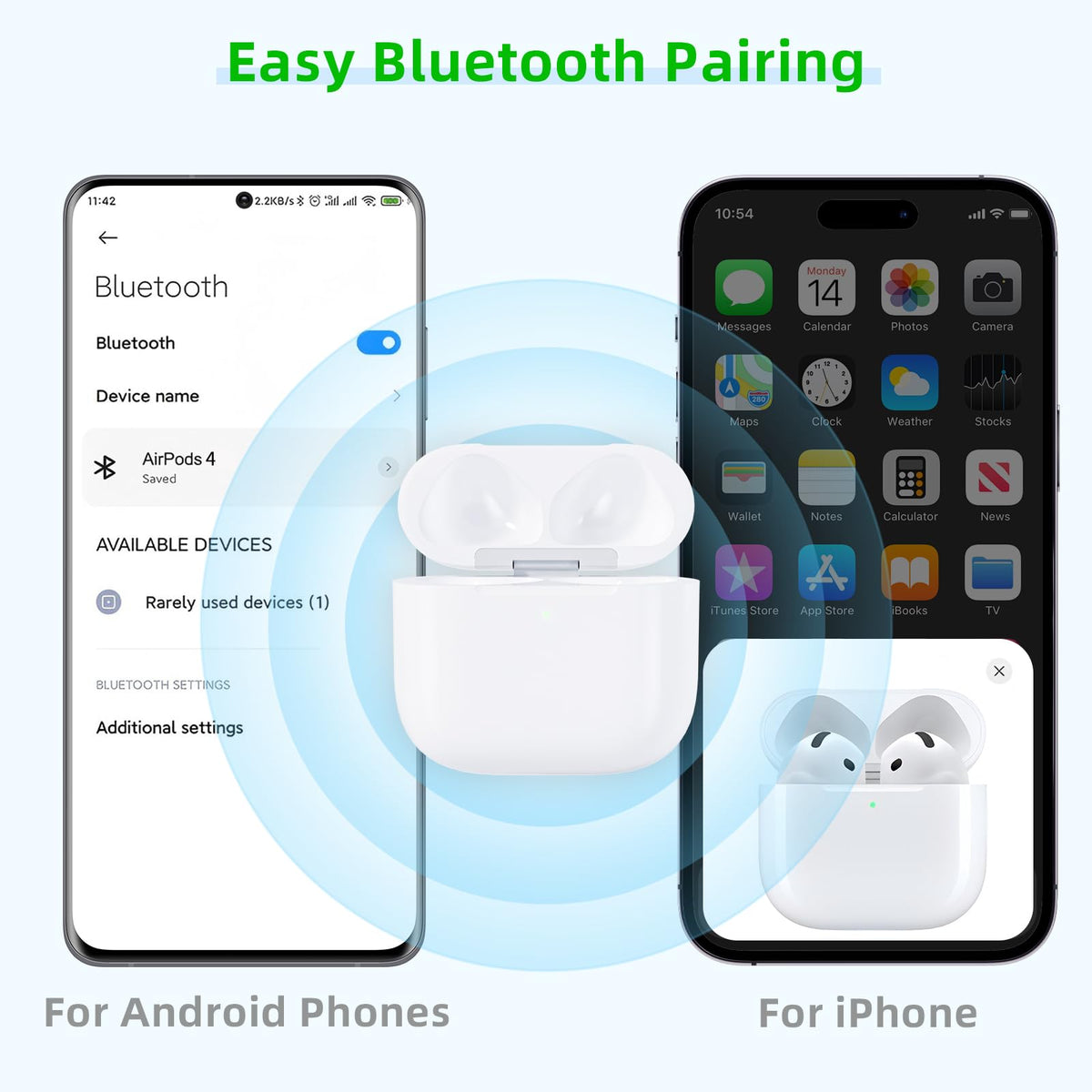 BRABURG AirPods 4 case showing sync button for quick pairing setup