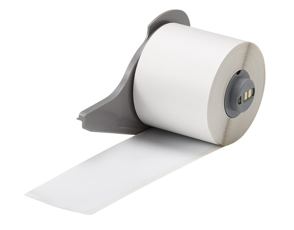 Brady All Weather vinyl label on a pipe shows outdoor durability.