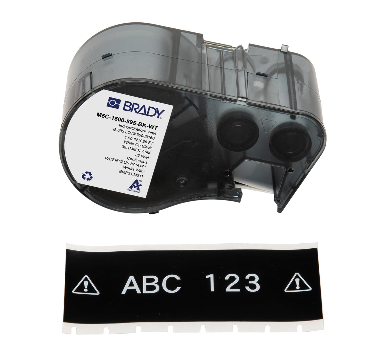 Brady Authentic all-weather labels on a pipe for outdoor labeling