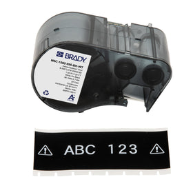 Brady Authentic all-weather labels on a pipe for outdoor labeling