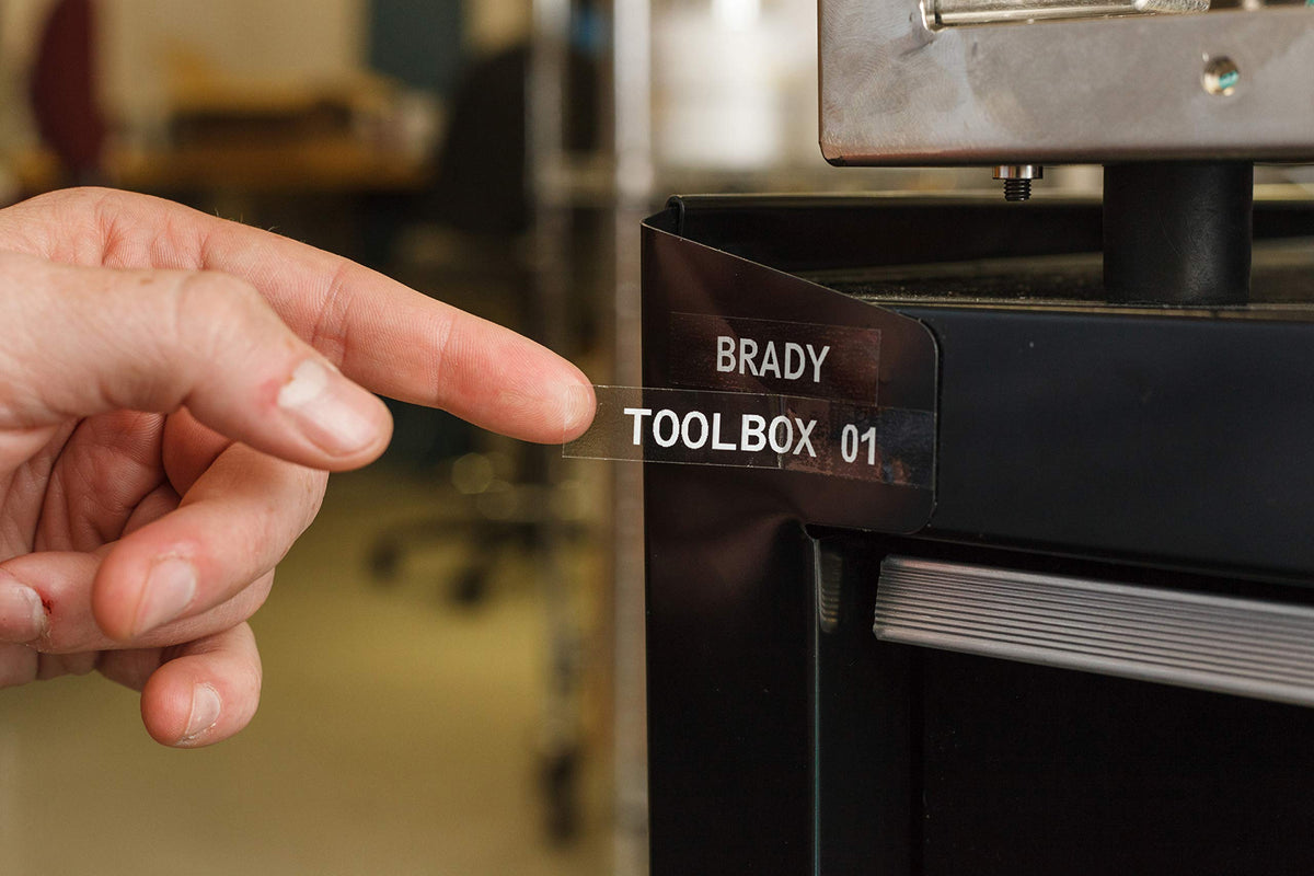 Brady Authentic label on a flat surface enabling reliable asset tracking.