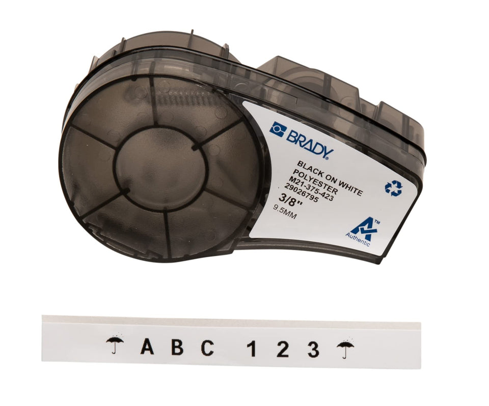 Brady Authentic label on barcode surface for reliable identification.