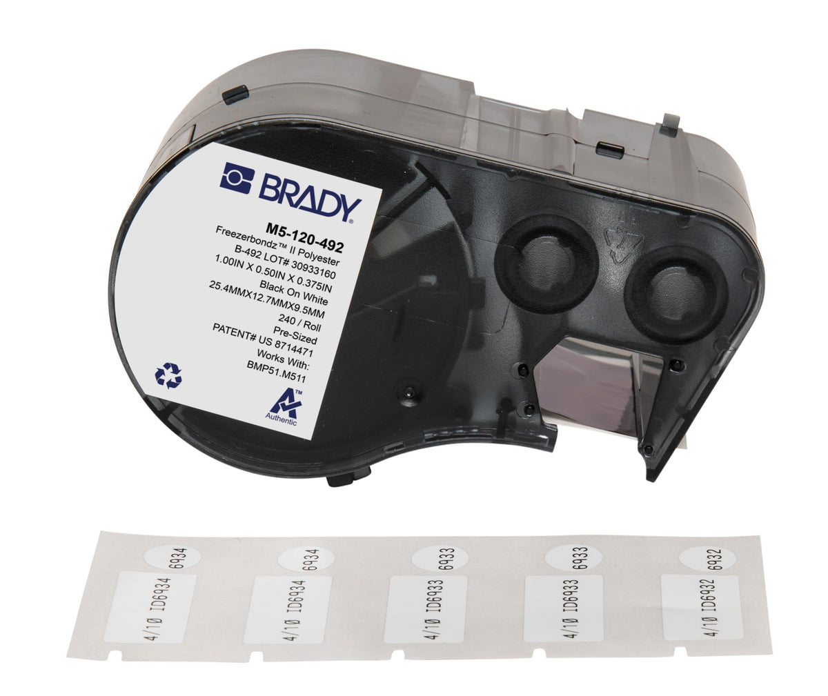 Brady Authentic FreezerBondz label on curved surfaces for reliable cryogenic labeling.