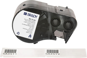 Brady Authentic M5-75-461 label on vial showing cryogenic protection with clear overlaminate