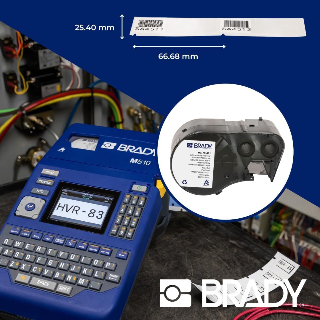Brady print-ready M5-75-461 labels for BMP51 and M511 printers